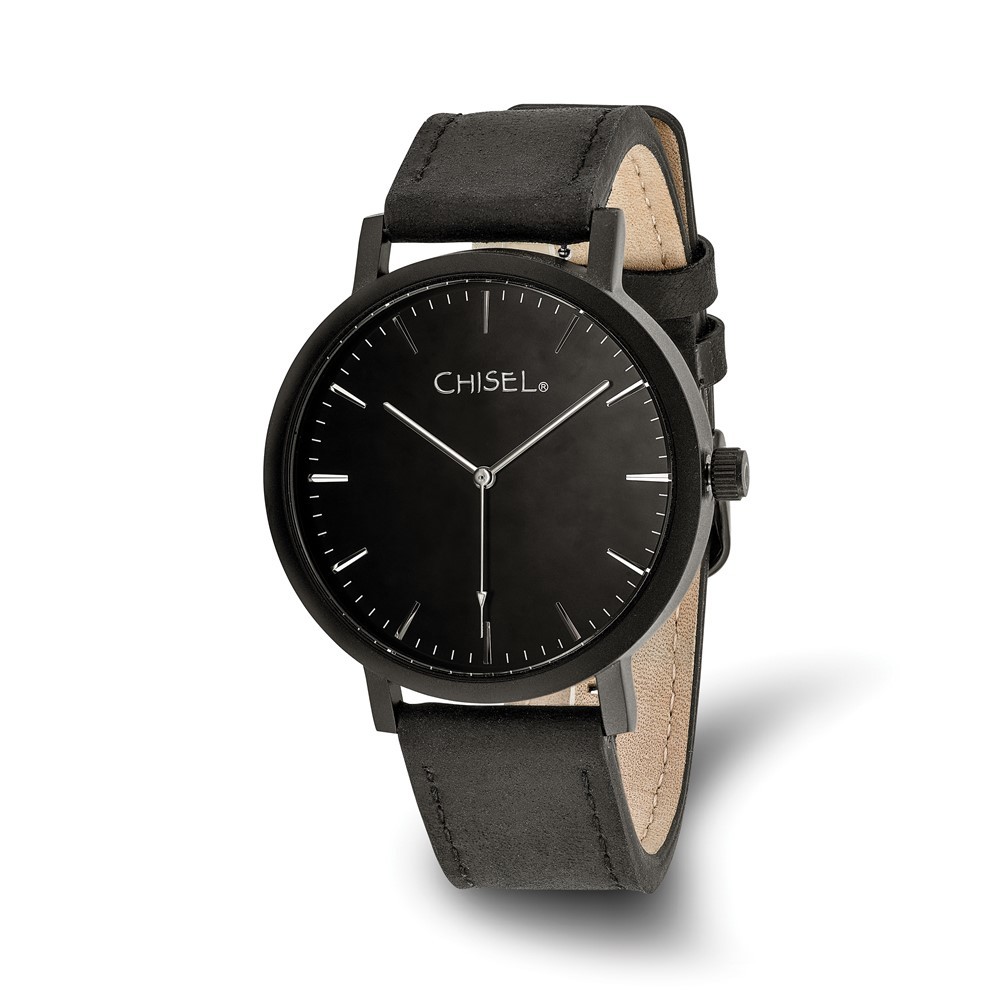 Chisel Matte Black IP-plated Black Dial Wrist Watch, 9 inch Length